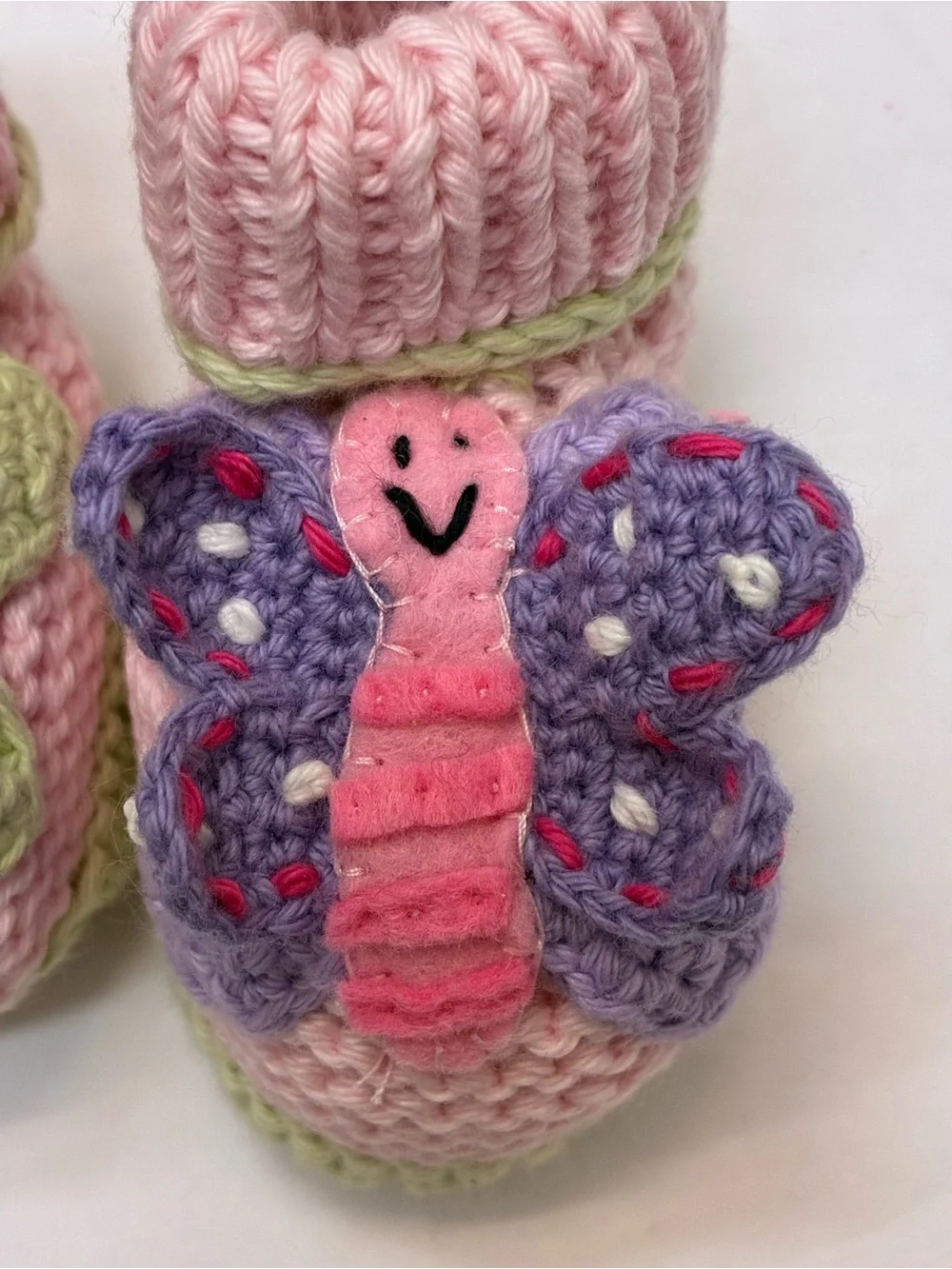 Art Walk Baby Knit Butterfly Booties - Pink Purple